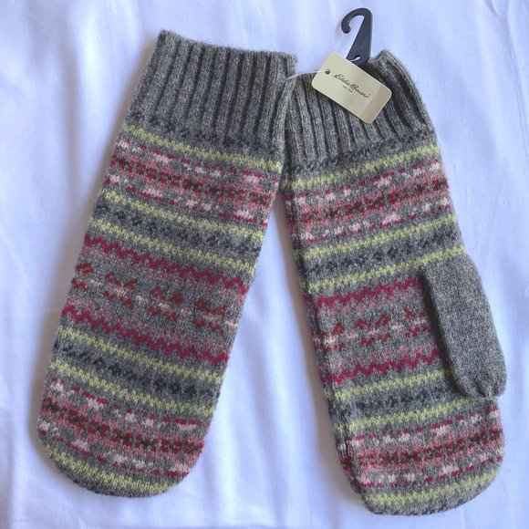 New Eddie Bauer Lambswool Fair Isle Mittens - Picture 1 of 2